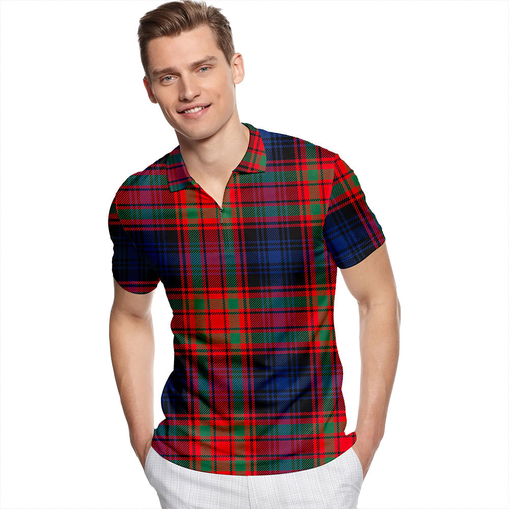 Bonnar Modern Tartan Classic Lapel Zip Short Sleeve Polo