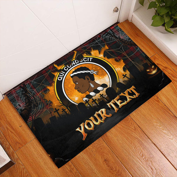 Borthwick Modern Clan Badge Tartan Personalize Doormat Happy Halloween Style