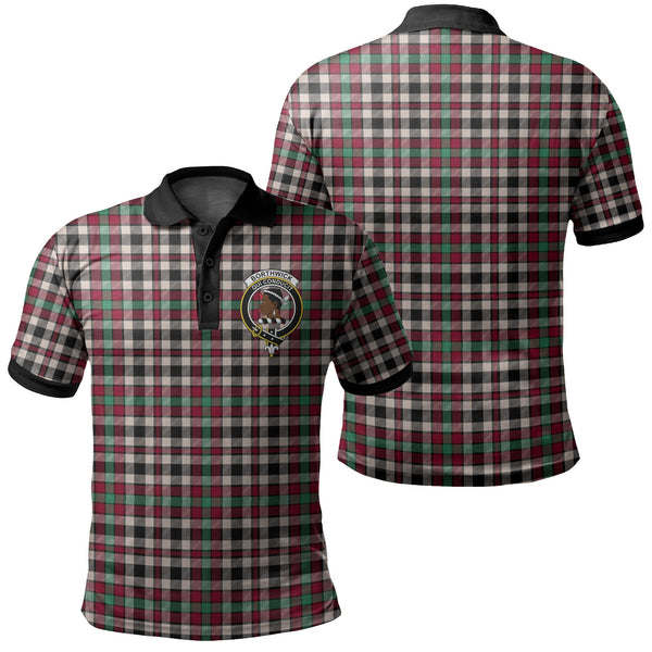 Borthwick Dress Ancient Tartan Crest Polo Shirt Black Neck 2 Style