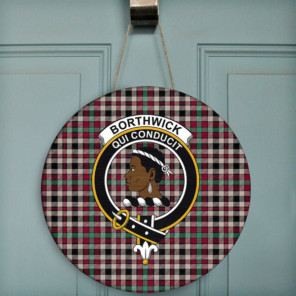 Borthwick Dress Ancient Tartan Classic Crest Round Wooden Sign