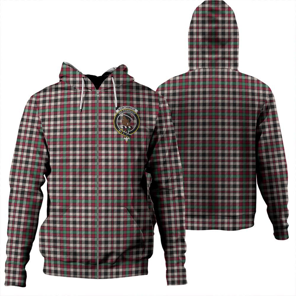 Borthwick Dress Ancient Tartan Classic Crest Zipper Hoodie