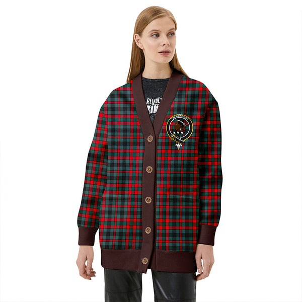 Borthwick Modern Clan Badge Tartan V-neck Cardigan