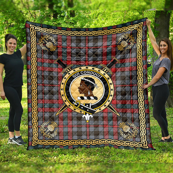 Borthwick Weathered Clan Badge Tartan Premium Quilt Celtic Shield