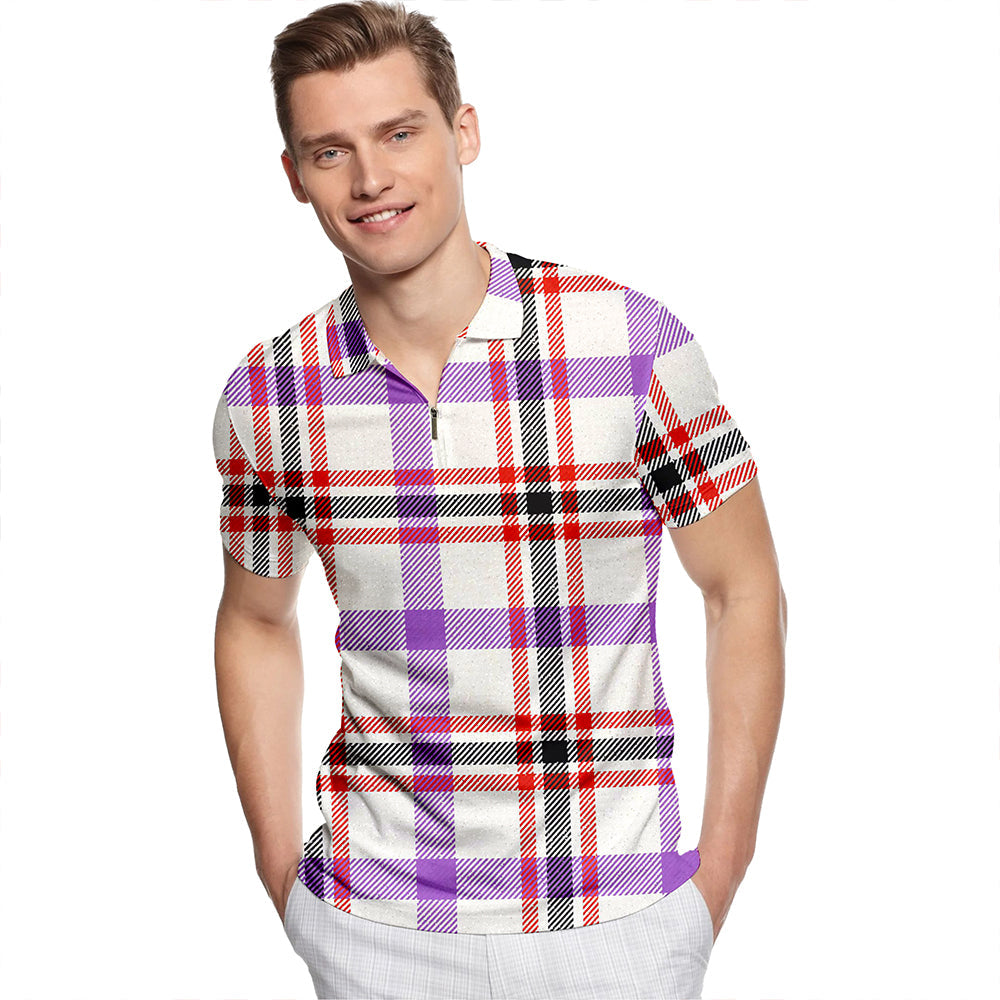 Boswell Dress Ancient Tartan Classic Lapel Zip Short Sleeve Polo