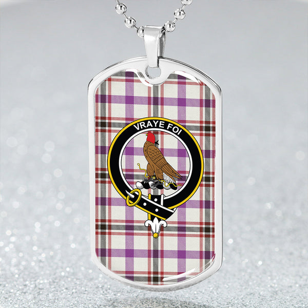 Boswell Dress Weathered Clan Badge Classic Tartan Dog Tag Necklace