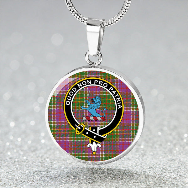 Bowie Ancient Clan Badge Tartan Classic Circle Necklace