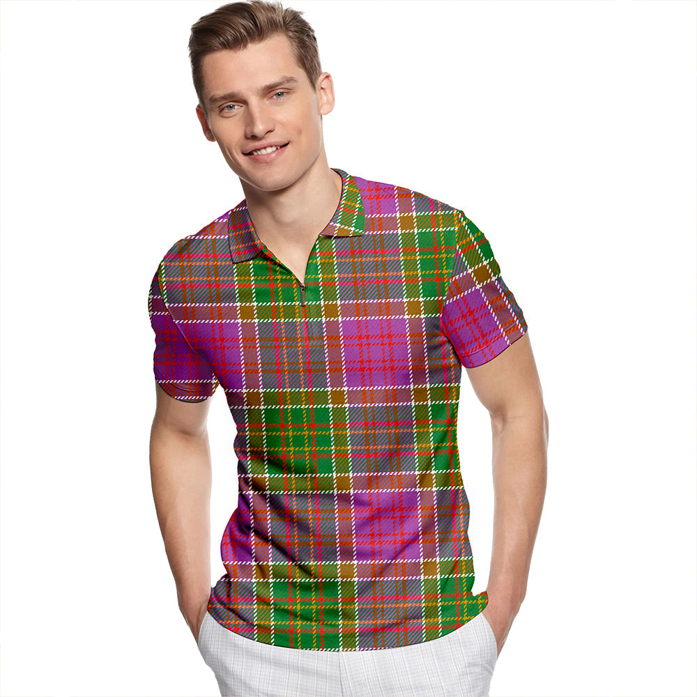 Bowie Ancient Tartan Classic Lapel Zip Short Sleeve Polo