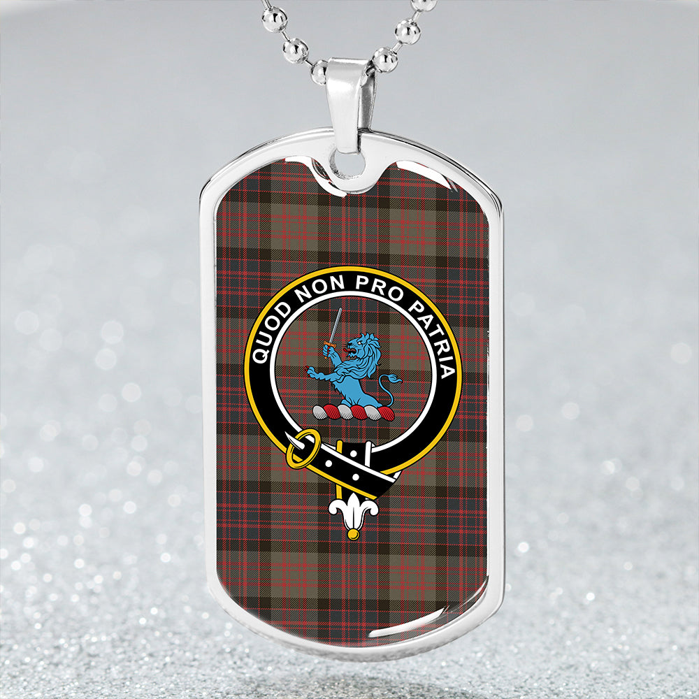 Bowie Black Weathered Clan Badge Classic Tartan Dog Tag Necklace