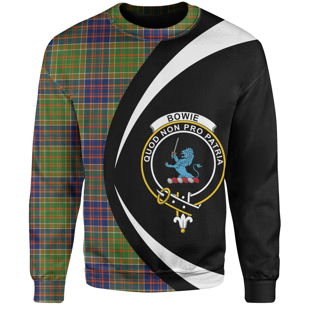 Bowie Modern Clan Badge Tartan Sweatshirt Circle Style Personalized