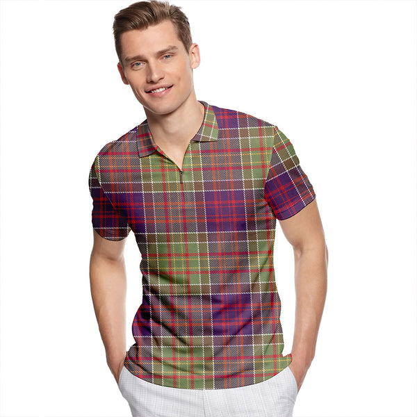 Bowie Weathered Tartan Classic Lapel Zip Short Sleeve Polo