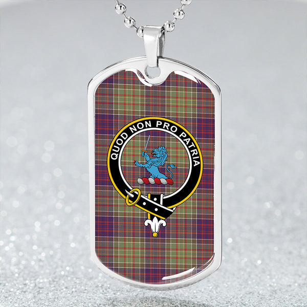 Bowie Weathered Clan Badge Classic Tartan Dog Tag Necklace