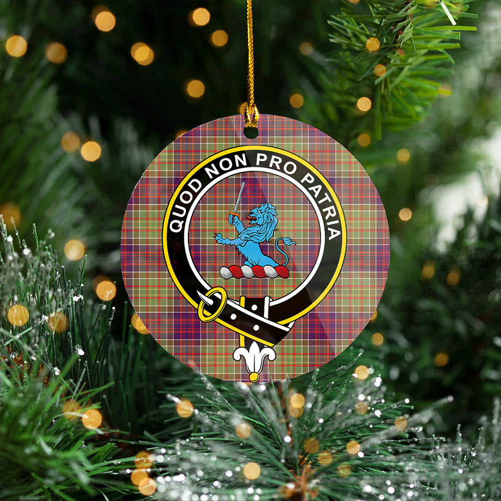 Bowie Weathered Clan Badge Tartan Plastic Christmas Ornaments