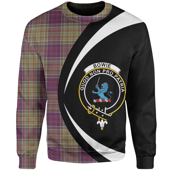 Bowie Weathered Clan Badge Tartan Sweatshirt Circle Style Personalized