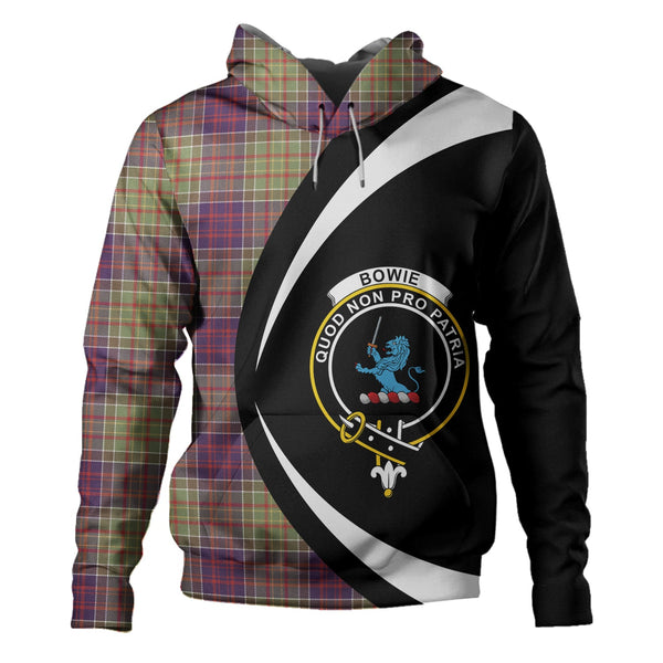 Bowie Weathered Clan Badge Tartan Hoodie Circle Style