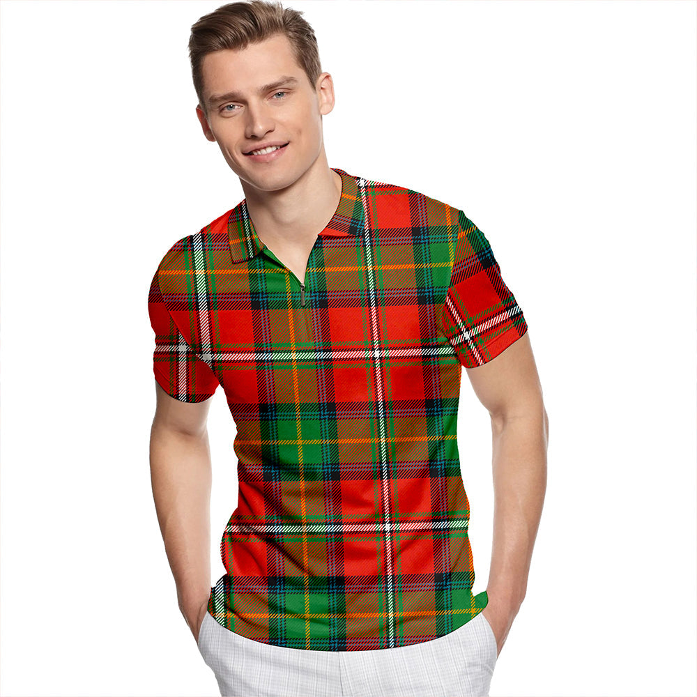 Boyd Ancient Tartan Classic Lapel Zip Short Sleeve Polo