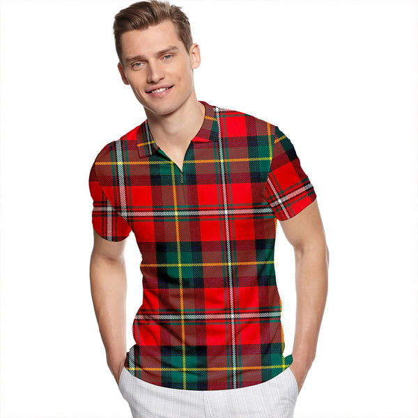 Boyd Modern Tartan Classic Lapel Zip Short Sleeve Polo