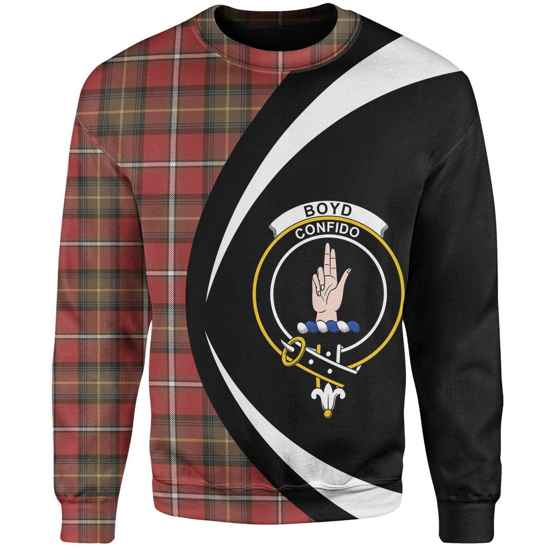 Boyd Weathered Clan Badge Tartan Sweatshirt Circle Style Personalized