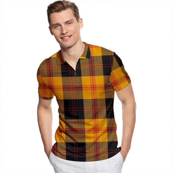 Brecheen Modern Tartan Classic Lapel Zip Short Sleeve Polo