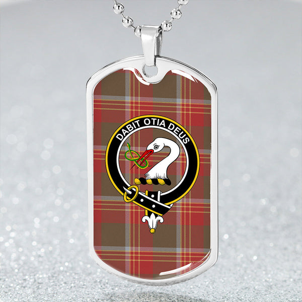 Brisbane Weathered Clan Badge Classic Tartan Dog Tag Necklace