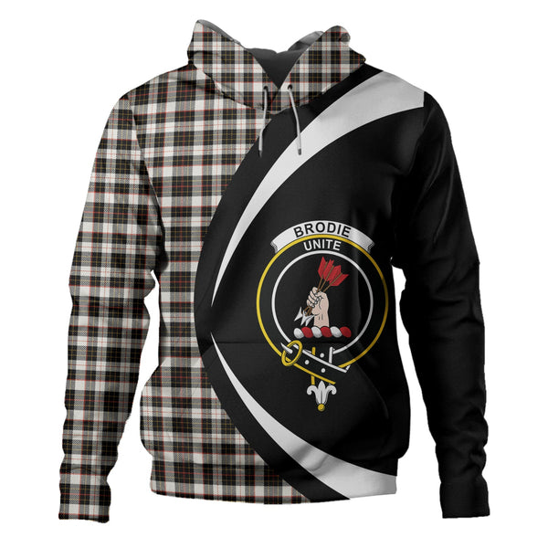 Brodie Black & White Clan Badge Tartan Hoodie Circle Style