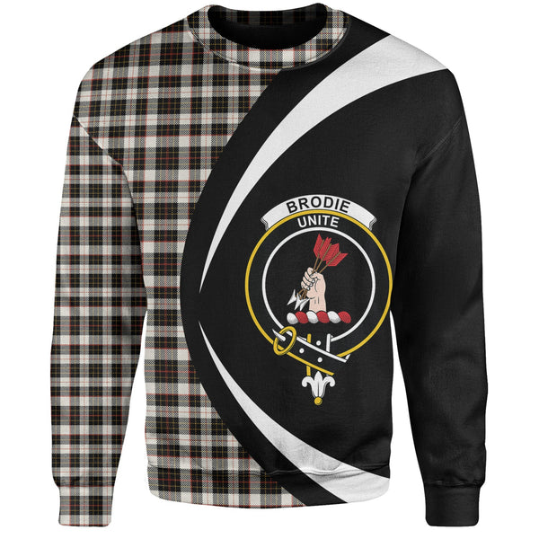 Brodie Black & White Clan Badge Tartan Sweatshirt Circle Style Personalized