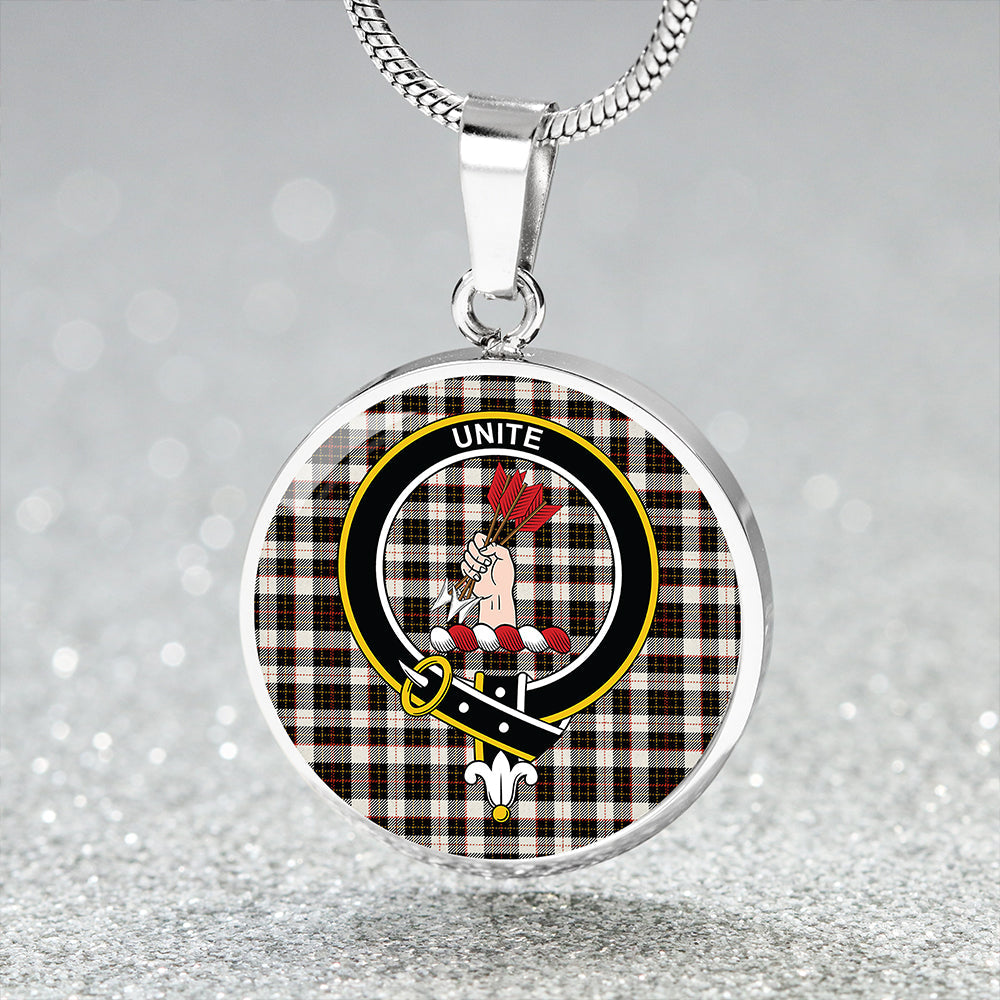 Brodie Black & White Clan Badge Tartan Classic Circle Necklace