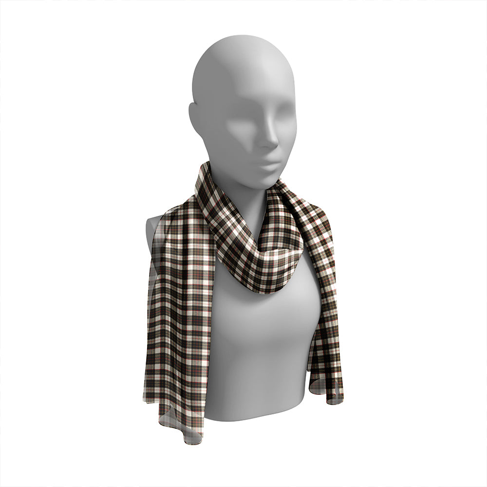 Brodie Black & White Weathered Tartan Classic Silk Habotai Long Scarf