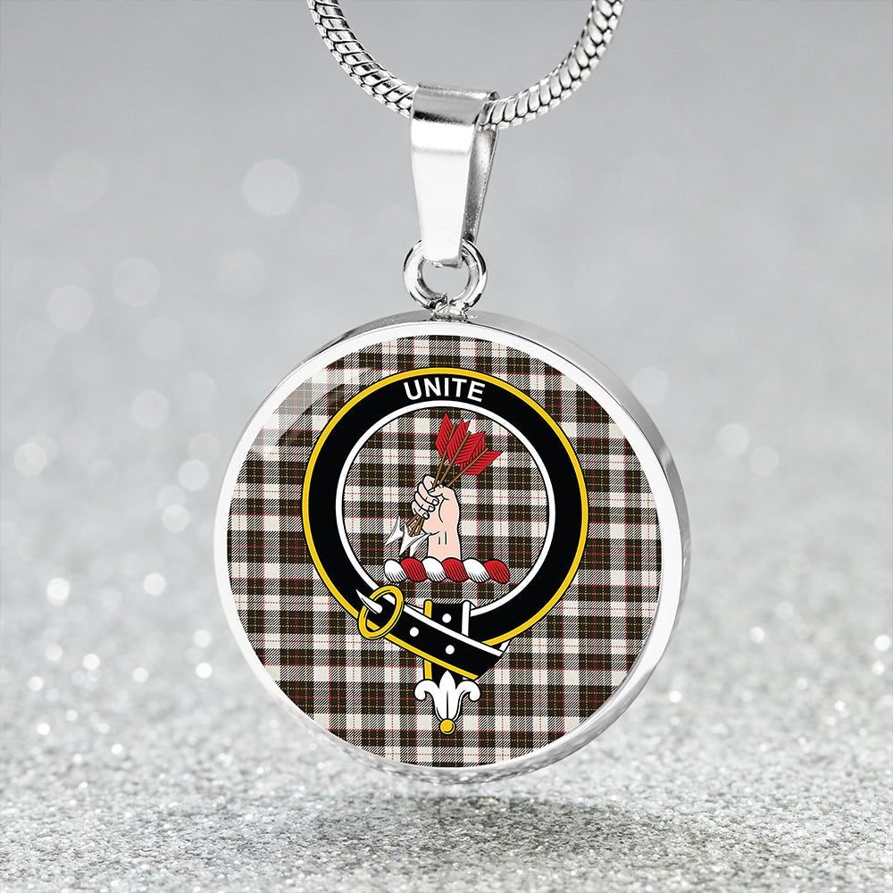 Brodie Black & White Weathered Clan Badge Tartan Classic Circle Necklace