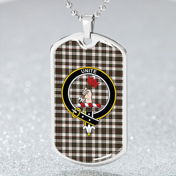 Brodie Black & White Clan Badge Classic Tartan Dog Tag Necklace