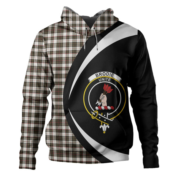 Brodie Black & White Weathered Clan Badge Tartan Hoodie Circle Style