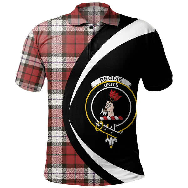 Brodie Dress Weathered Clan Badge Tartan Polo Shirt Circle Style Personalized