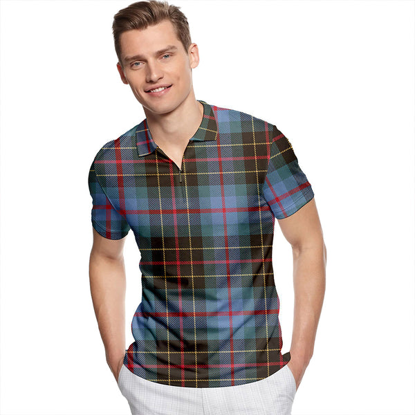 Brodie Hunting Weathered Tartan Classic Lapel Zip Short Sleeve Polo