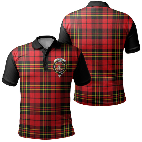 Brodie Modern Tartan Crest Polo Shirt Black Neck 1 Style