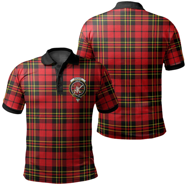 Brodie Modern Tartan Crest Polo Shirt Black Neck 2 Style