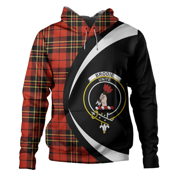 Brodie Red Ancient Clan Badge Tartan Hoodie Circle Style