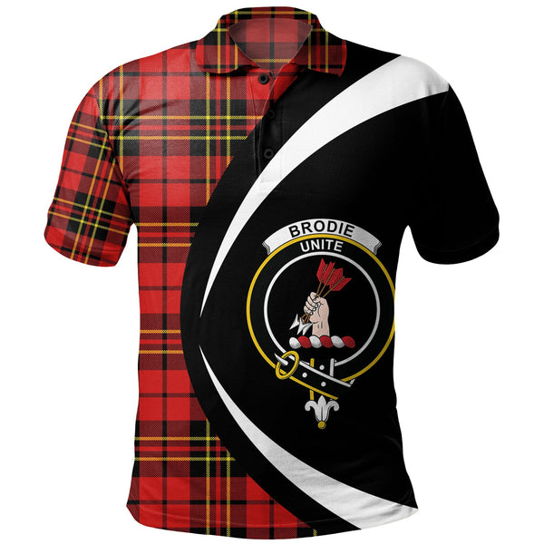 Brodie Red Modern Clan Badge Tartan Polo Shirt Circle Style Personalized