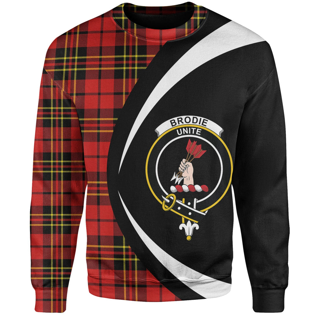 Brodie Red Modern Clan Badge Tartan Sweatshirt Circle Style Personalized