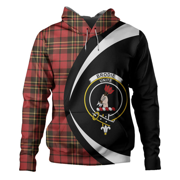 Brodie Red Weathered Clan Badge Tartan Hoodie Circle Style