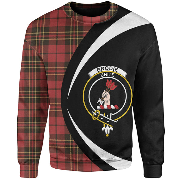 Brodie Red Weathered Clan Badge Tartan Sweatshirt Circle Style Personalized