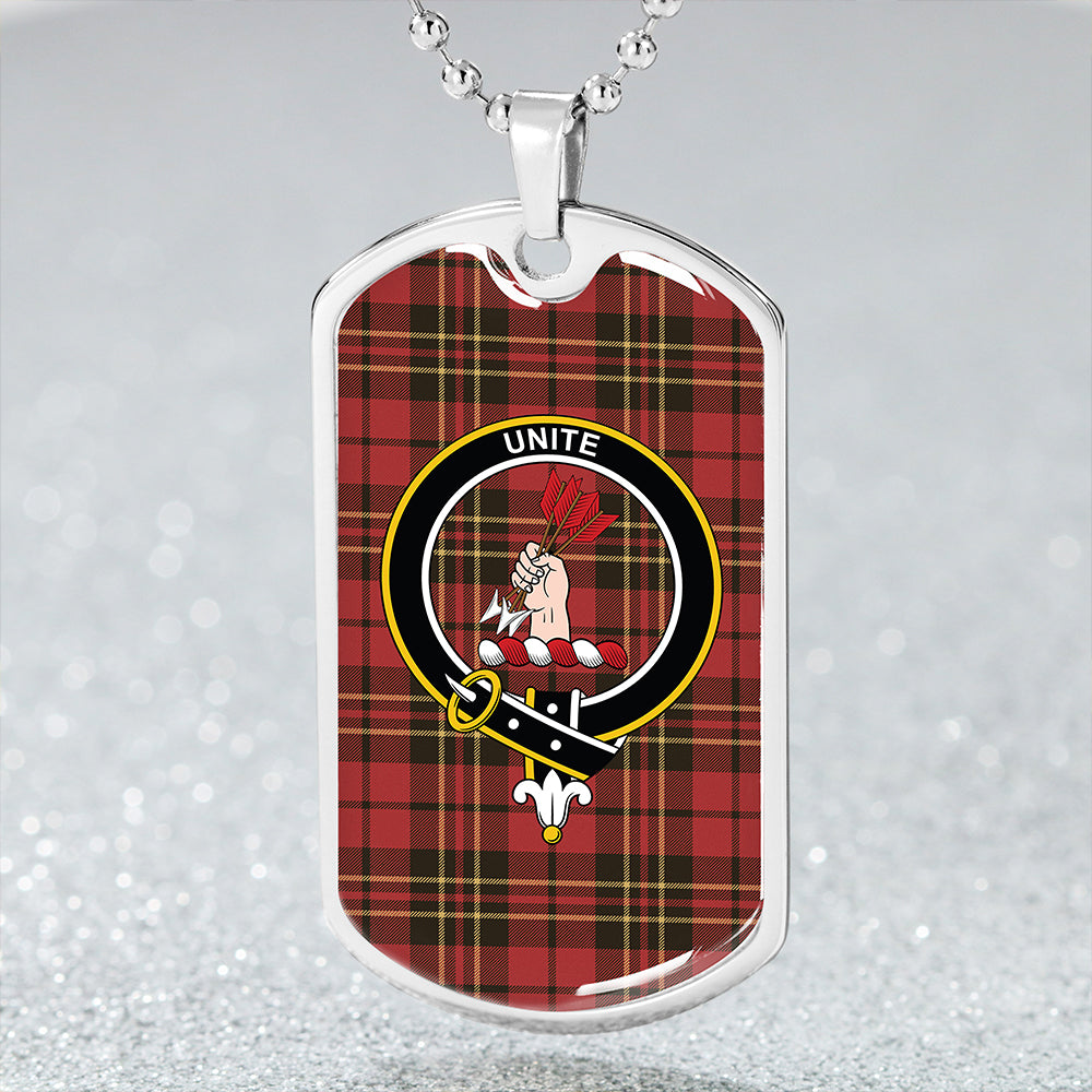 Brodie Red Weathered Clan Badge Classic Tartan Dog Tag Necklace