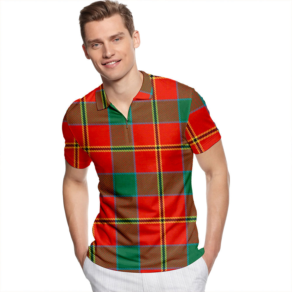 Bronte Ancient Tartan Classic Lapel Zip Short Sleeve Polo