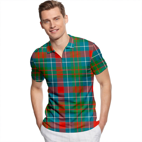 Brough Ancient Tartan Classic Lapel Zip Short Sleeve Polo