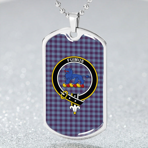 Bruce 1985 Weathered Clan Badge Classic Tartan Dog Tag Necklace