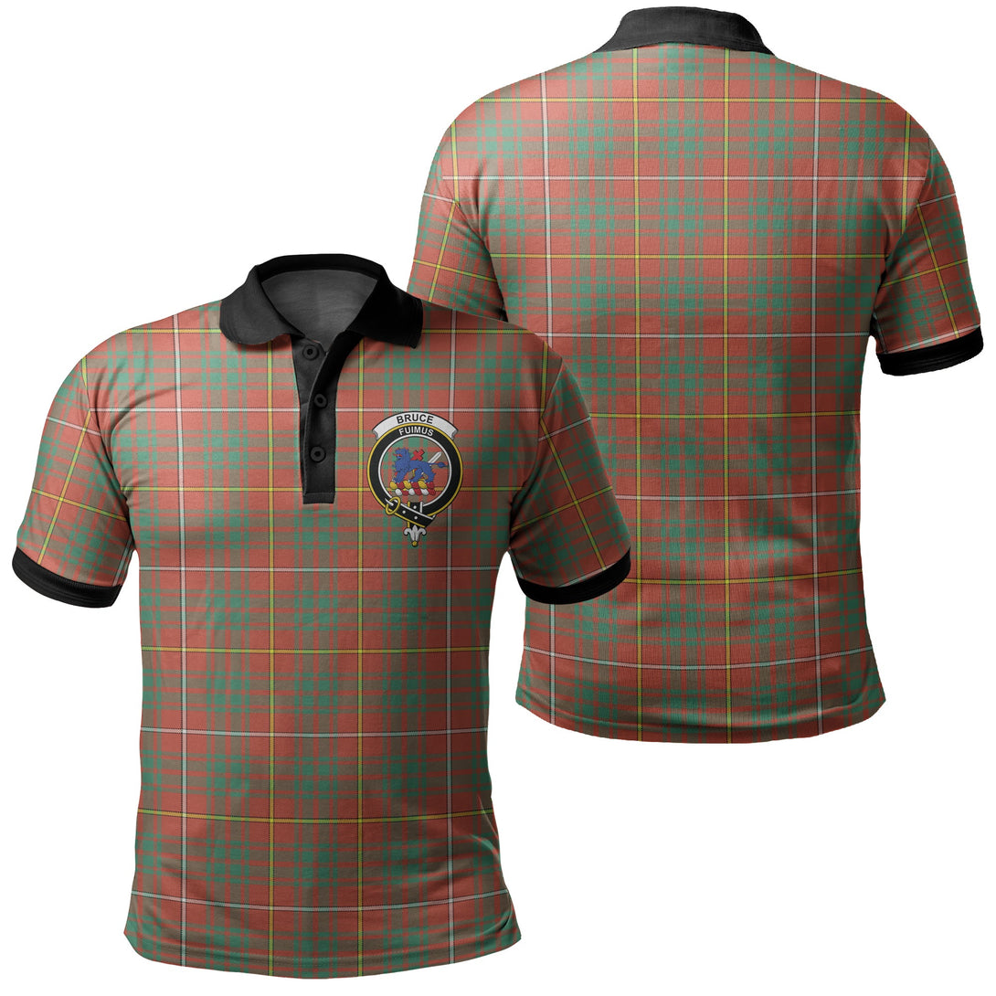 Bruce Ancient Tartan Crest Polo Shirt Black Neck 2 Style