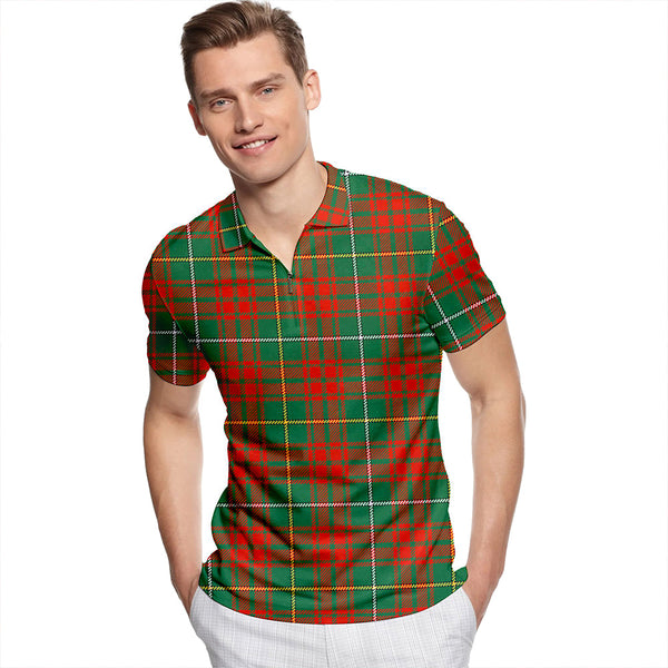 Bruce Hunting Ancient Tartan Classic Lapel Zip Short Sleeve Polo