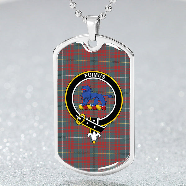 Bruce Hunting Weathered Clan Badge Classic Tartan Dog Tag Necklace