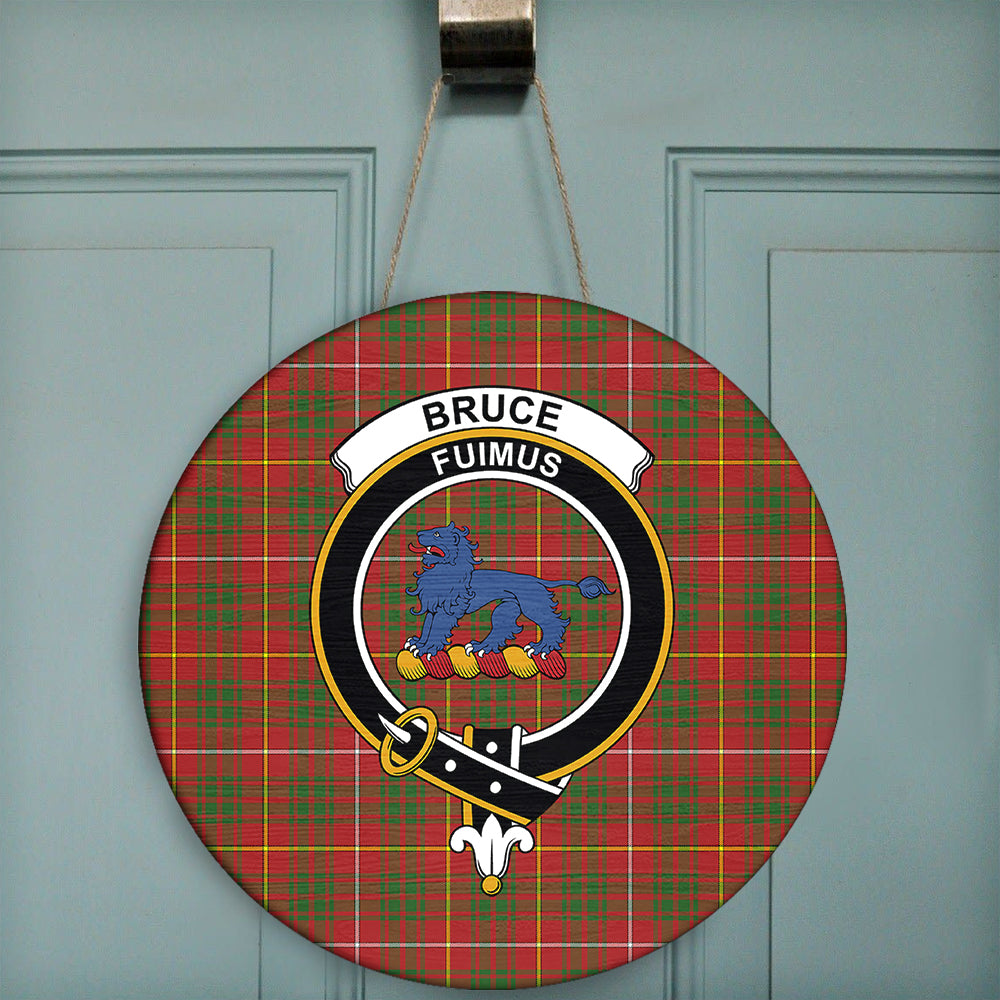 Bruce Modern Tartan Classic Crest Round Wooden Sign