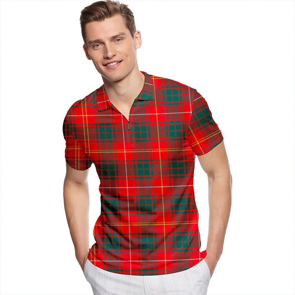 Bruce Modern Tartan Classic Lapel Zip Short Sleeve Polo