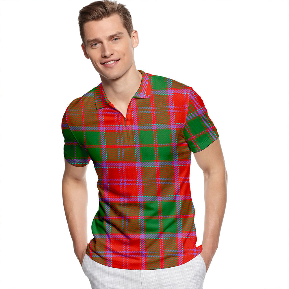 Bruce New Ancient Tartan Classic Lapel Zip Short Sleeve Polo