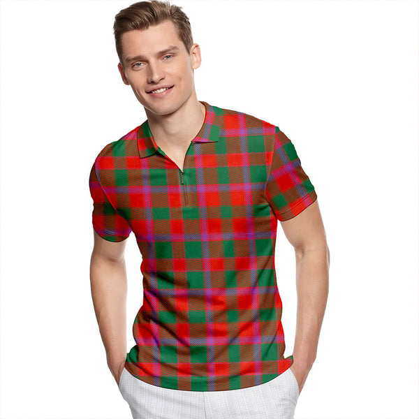 Bruce Old Ancient Tartan Classic Lapel Zip Short Sleeve Polo